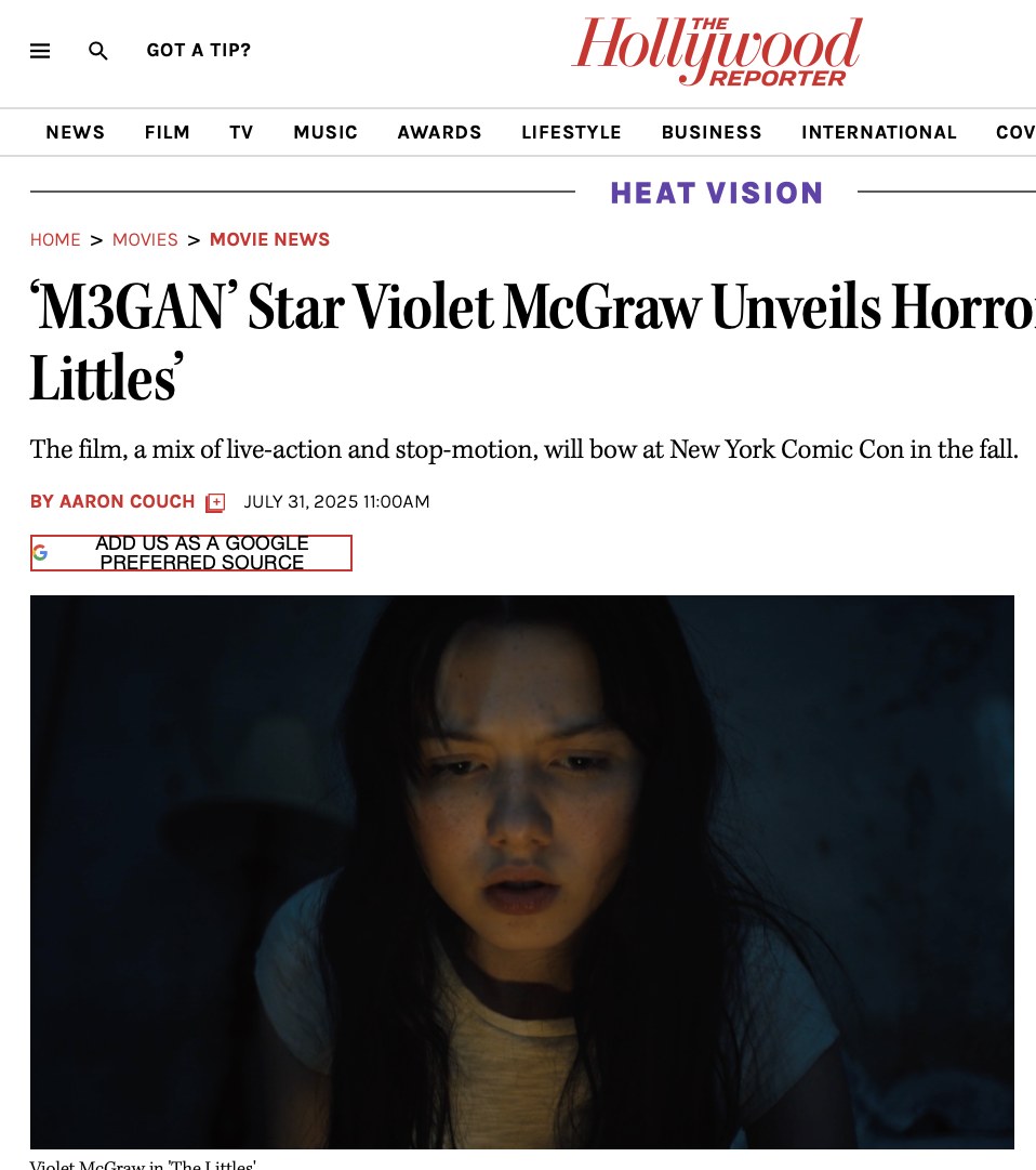 The Hollywood Reporter: ‘M3GAN’ star Violet McGraw unveils horror short The Littles